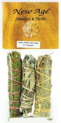 Cedar, White & Blue Sage smudge stick 3-Pack 4"