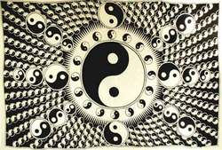 White and Black Yin Yang Tapestry 72" x 108"